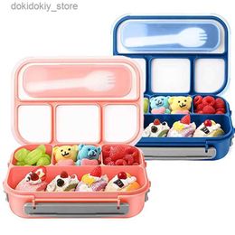 Bento Boxes Lunch Box For Kids Lek Proof Cute Bento Snack Box voor volwassenen en kinderen met bestek Microwave Safe Food Storae Containers L49