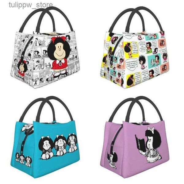 Boîtes à Bento Mafalda Cartoon Quino Comics sacs à déjeuner isolés thermiques femmes fourre-tout à déjeuner réutilisable pour le travail voyage multifonction repas boîte de nourriture L240311