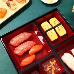 Bento Boxes Fiambrera de tamaño mediano Fiambrera japonesa Contenedores de preparación de comidas Caja de sushi Bento Box para comidas de negocios (cubierta de grano de madera) L240303