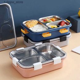 Bento Boxes MeyJig Fiambrera portátil Revestimiento de acero inoxidable 304 con vajilla Camping Picnic Contenedor de comida Bento Box L240307