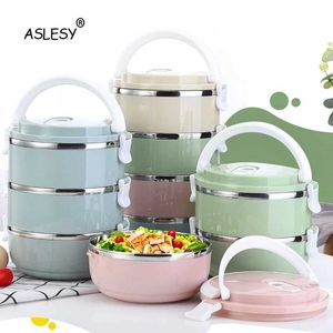 Bento Boxes Multi Layered Childrens Lunch Box Roestvrij staal Hot Food Container Grote capaciteit Vacuüm geïsoleerd Q2404271