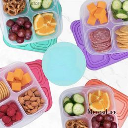 Bento Boxes Plastic Bento Snack Box Herkbruikbare 4 Compartimenten LEAKBREEFTE VOEDSEL Maaltijd Prep Containers voor schoolwerk en reis vaatwasser veilig L49