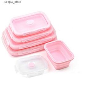 Boîtes à bento Boîte à lunch pliable en plastique Conteneur de stockage des aliments Bento gratuit Micro-ondable Portable Pique-nique Camping Boîtes Expédition Nouveau L240307