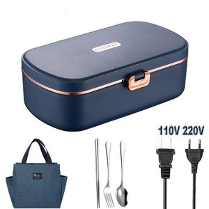 Bento Boxen Draagbare Elektrisch Verwarmde Lunchbox Roestvrijstalen Verwarming Bento Box Kantoor Student Voedselverwarmer Containerverwarmer 220V 110V Set 231013