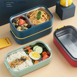 Bento -dozen Roestvrij staal Bento Box Japanse stijl Microwave Kids Lunch Box voor school Breakfastdozen Food Storae Keep warme containers L49