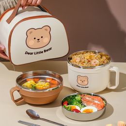 Bento Boxes RVS Leuke Lunch met Tas en Servies Draagbare Picknick Salade Snack Japanse Stijl voor Meisjes 220923
