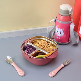 Bento Boxes Roestvrij stalen lunchbox gebruikt voor kinderopslag voor kinderen geïsoleerde lunchcontainer Japanse snackbox ontbijt lunchbox met soepcup 230407