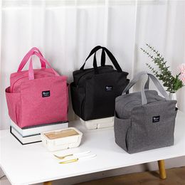 Bento Boxes Thermal Lunch Bags Portable Oxford Verse koeler zakje voor kantoorstudent handige doos Tote Black Gray Food Container Bag 230609