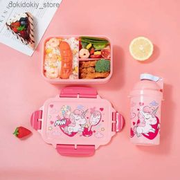 Bento Boxes Unicorn Bento Lunch Box Water fles voor kinderen Irls Boys Children School Kinderarten Mini Snack Sand Food Container L49