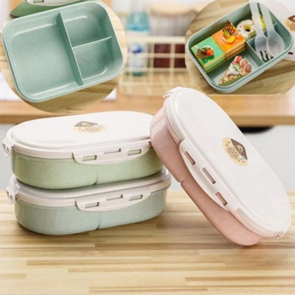 Bento Lorzonal Caja de almacenamiento de contenedores de frutas de comida de picnic con cuchara de horquilla para niños adultos