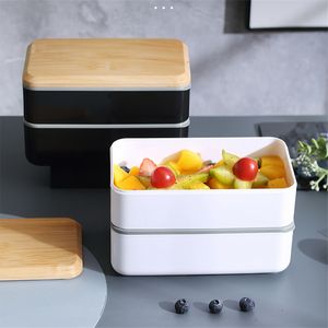 Bento Lunch Box avec Cuillère Fourchette Récipients Alimentaires pour Adultes/Enfants Micro-Ondes Lave-Vaisselle Congélateur 1200 ML PHJK2204