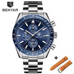 BENYAR 2019 hommes montres ensemble marque de luxe affaires en acier montre à Quartz décontracté étanche mâle montre-bracelet Relogio Masculino292n