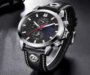 Benyar Fashion Sports Chronograph Watchs Men Moon Phase en cuir Squelette en cuir Watch Support Blanc Red4743449