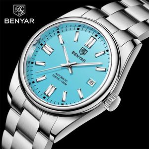 Benyar luxe mannen mechanische polshorloges 10bar waterdicht automatisch horloge roestvrij staal sport duiken voor 220122