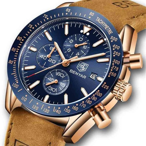 Relojes BENYAR para hombre, marca de lujo, correa de silicona, resistente al agua, deportivo, cronógrafo de cuarzo, reloj militar, reloj Masculino 210609215a