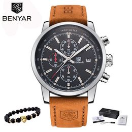 Benyar horloges heren luxe merk quartz horloge mode chronograaf horloge reloj hombre sport klok mannelijk uur relogio masculino 210804