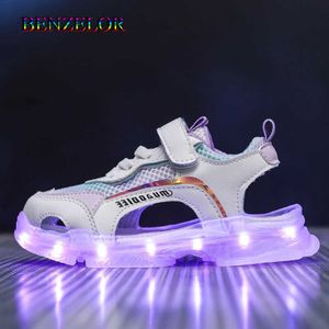Benzelor été LED enfants chaussures enfants sandales pour garçons filles baskets éclairer lumineux éclairage lumineux sandales sandalias x0719