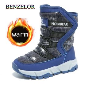 Benzelor imperméable enfants bottes de neige d'hiver chaussures pour enfants pour filles garçons bébé mi-mollet avec fourrure peluche chaude fille bebe LJ201027