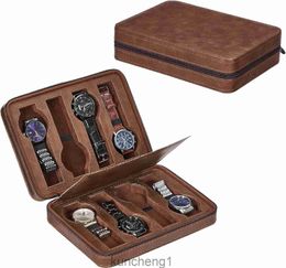 Beome Watch Travel Case 8 Cajas de relojes de tragamonedas para hombres Organizador de relojes portátiles Caja de exhibición de relojes: Watch Accessory se ajusta a la muñeca Smart Watchesbrown SSH98Z