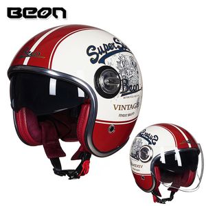 Beon Official Store Beon B-108A 3/4 Open Face Retro Helm Casque Moto Visage Ouvert Vintage Motorcycle Casco Capacete Scooter