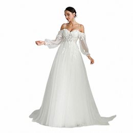Bepeithy Sweetheart A Line Marfil Wedding Dres 2024 Primavera Mujeres LG Mangas Playa Novia Boho Vestido de novia con 3D Frs j4wt #
