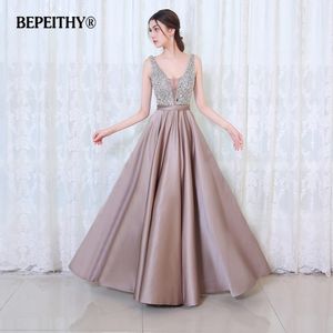 Bepeithy V-Col Beads Codice Ouvrir une longue soirée Soirée Fête Élégante Vestido de Festa Expédition rapide Robes de bal