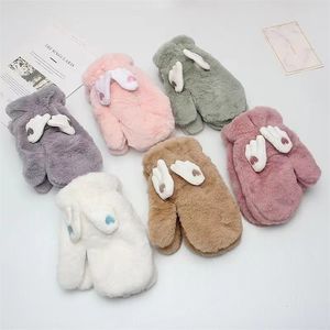 BeQeuewll Gants d'hiver pour femmes avec cou amovible longue corde ailes mobiles mignonnes gants chauds en peluche mitaines pour temps froid 231225