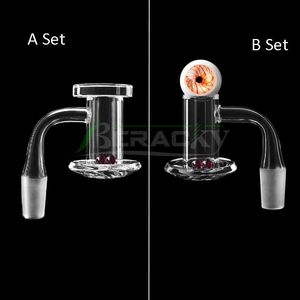 Beracky 20mmOD Beveled Edge Blender Smoking Quartz Banger con tapa giratoria tallada / Glass Marble Ruby Pearls 4590 Clavos para agua Bongs Dab Rigs