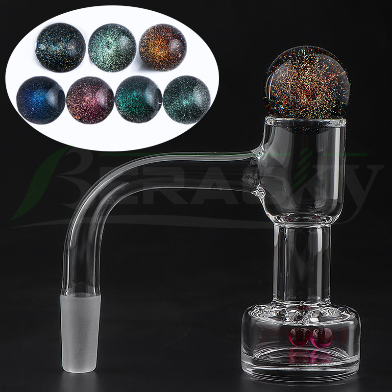 Beracky Full Weld Terp Slurper Quartz Banger With Ruby Pearls - Seamless Auto Spinner for Dab Rigs and Bongs.