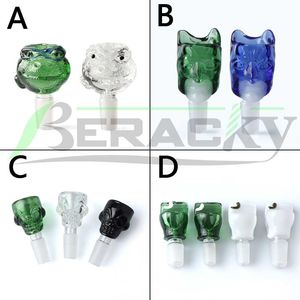 Beracky colorido 4 estilos inodoro calavera vidrio fumando tazón de color de color 14 mm 18 mm cuencos de cabeza masculina para plataformas de dab Tubos de agua