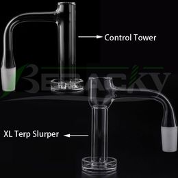 Beracky Tour de contrôle à bord biseauté à soudure complète XL Terp Slurper Fumer Quartz Banger 2.5mm Mur Sans Soudure Clous De Quartz Pour Bongs À Eau En Verre Dab Rigs Pipes