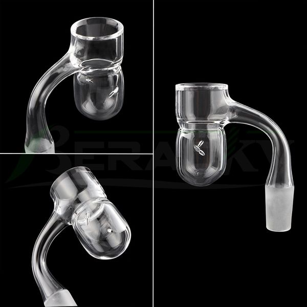 BERACKY FULL SOUDUDE ROUNT Bas Splash Guard Garde à quartz Banger avec 2pcs Spinning / Tourbillon Troux 25mmod Biseauté Biseauté Nails entièrement soudés pour les bangs d'eau de verre