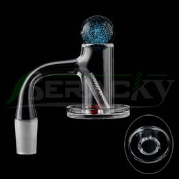 Beracky Full Weld Fumer Quartz Charmer Banger avec verre Marbre Quartz Pilule Ruby Pearls 20mmOD Entièrement soudé Bord biseauté Heady Quartz Nails pour verre Bongs Rigs