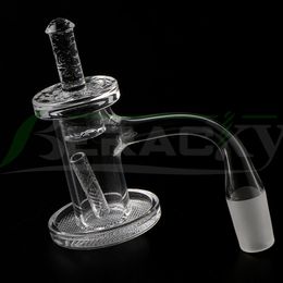 Beracky Full Weld Smoking Quartz Charmer Banger avec fond de grille et capuchon en quartz Pilier creux 20mmOD Blender Clous en quartz à bord biseauté entièrement soudés pour bangs en verre