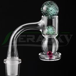 Beracky Full Weld Bubble Barrel Terp Slurper Smoking Quartz Banger con 22 mm / 14 mm Glass Dichro Marble Pearls Ruby Beads para Dab Rigs Tuberías de agua Bongs