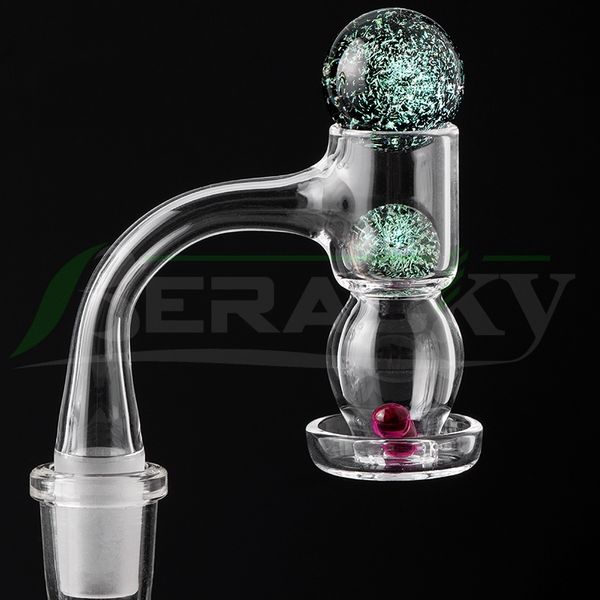 Beracky Full Weld Bubble Barrel Terp Slurper Fumer Quartz Banger Avec 22mm / 14mm Verre Dichro Marbre Perles Rubis Perles Pour Dab Rigs Conduites D'eau Bongs