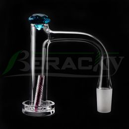 Beracky Torre de control de fumar totalmente soldada Banger de cuarzo con tapa de diamante de vidrio Pilares de cuarzo de rubí Borde biselado Clavos de cuarzo de soldadura sin costura para Bongs de vidrio Plataformas Dab