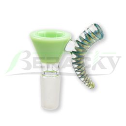 Bol en verre de haute qualité Beracky avec corne en spirale Slyme 14 / 18mm mâle Heady verre Bong bol pièce accessoires pour fumer pour conduites d'eau en verre Dab plates-formes pétrolières