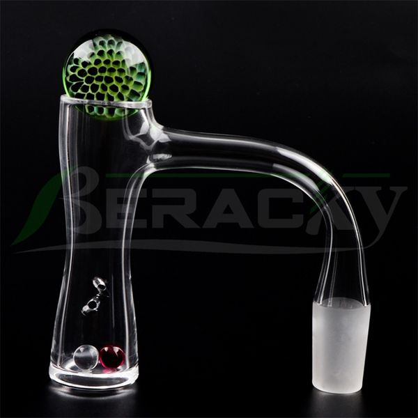 Beracky Fumar Soldadura completa Borde biselado Cuarzo Banger 22 mm Honeycomb Terp Beads con 2 piezas Tourbillon para agua de vidrio Bongs Dab Rigs Pipes