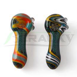 Beracky US Couleur Dichro Cuillère En Verre Pipes À Fumer Perruque Wag Stack Pipe À Main Arc-En-Ciel Tourbillon Fabriqué À La Main Heady Pipes Pour Dab Rigs Eau Bongs Tabac