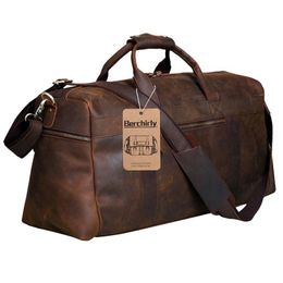 Berchirly Vintage Crazy Horse en cuir véritable hommes bagages de voyage voyage peau de vache naturelle grand sac de week-end Hangbag LJ200922263Q