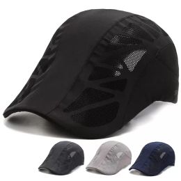 Béret pour hommes, Protection solaire, chapeau de pêche, casquette polyvalente à visière plate, casquette de Tennis fine, casquette d'été à séchage rapide