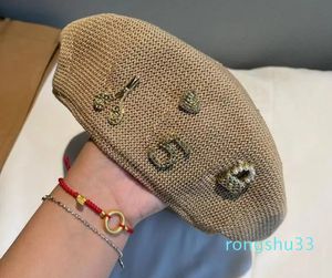 béret lettre chapeau cinq bérets concepteur respirant élégant confort doux noir casquettes tissé maille creux classique Outdo