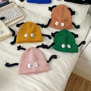 Bérets 1-5 ans enfants filles garçons bonnet dessin animé yeux mains automne et hiver chapeau chaud enfant en bas âge tricoté