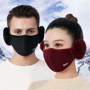 Bérets 1 pièces coton femmes hiver chaud résistant au froid 2-en-1 masque cache-oreilles coupe-vent bouche couverture femme en plein air cyclisme oreille plus chaud