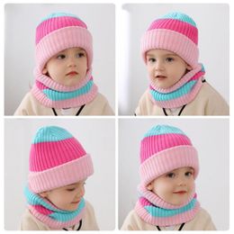 Bérets 1 ensemble extérieur chapeau haute élasticité unisexe garder au chaud enfants tricoté écharpe costume hiver pour