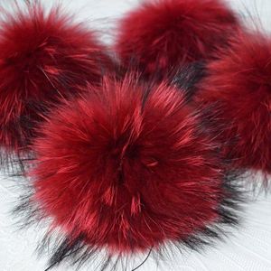 Bérets 10 pièces/lot bricolage grande taille 15cm pompons en fourrure véritable raton laveur Pom Poms boules Pompon naturel pour chapeaux sacs chaussures foulards