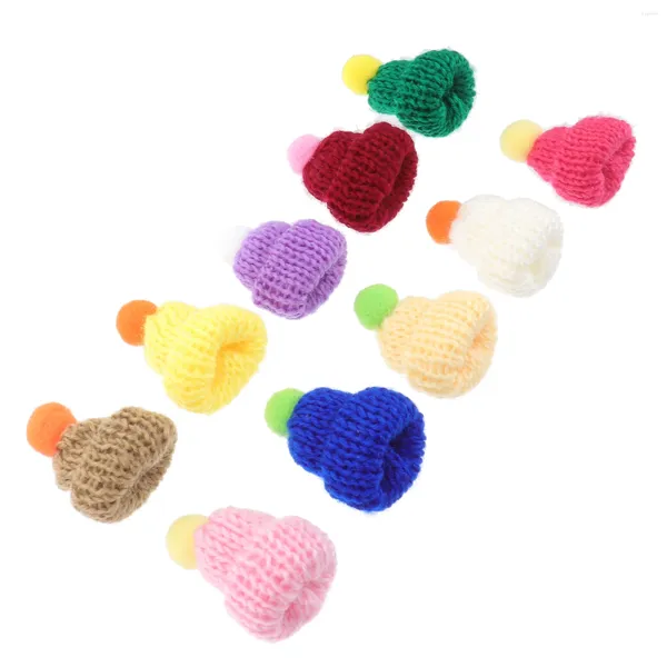 Bérets 10 pièces Mini chapeau tricoté décor de noël bricolage accessoire tricoté matériaux faits à la main faisant un Gadget d'approvisionnement en peluche