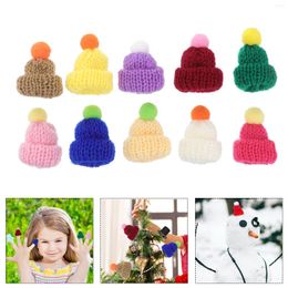 Bérets 10 pièces Mini chapeau tricoté, fournitures faites à la main, décorations d'arbre de noël tricotées, accessoires en plastique DIY