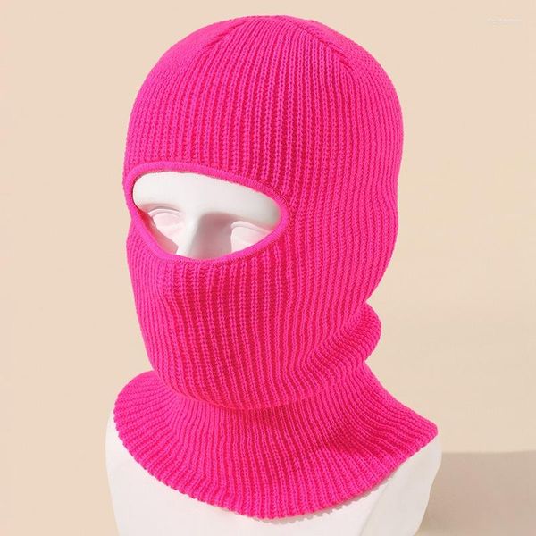 Bérets 15 couleurs monotrou garder au chaud Halloween tricot cagoule automne hiver couleur unie unisexe Hip Hop fête Ski casquette visage masque